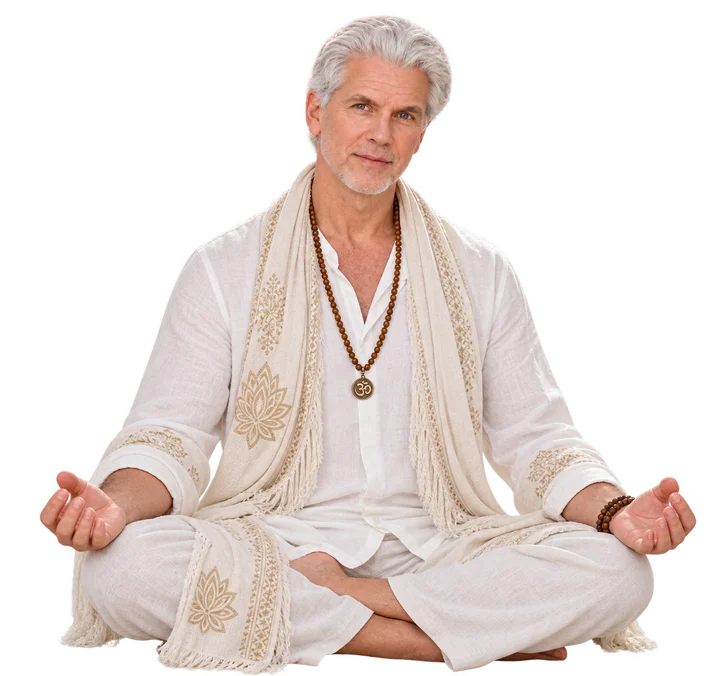 Christopher Goodman seated in quiet meditation